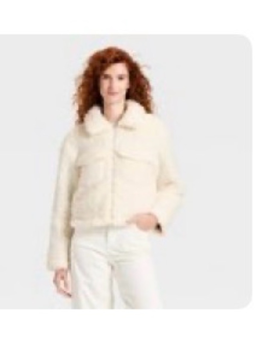 Universal Thread Cream Faux Shearling Cropped Jacket